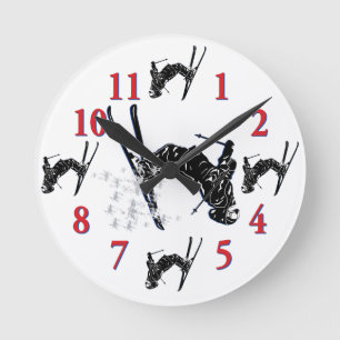 Relógio Redondo Snow Skier - É hora de esquiar