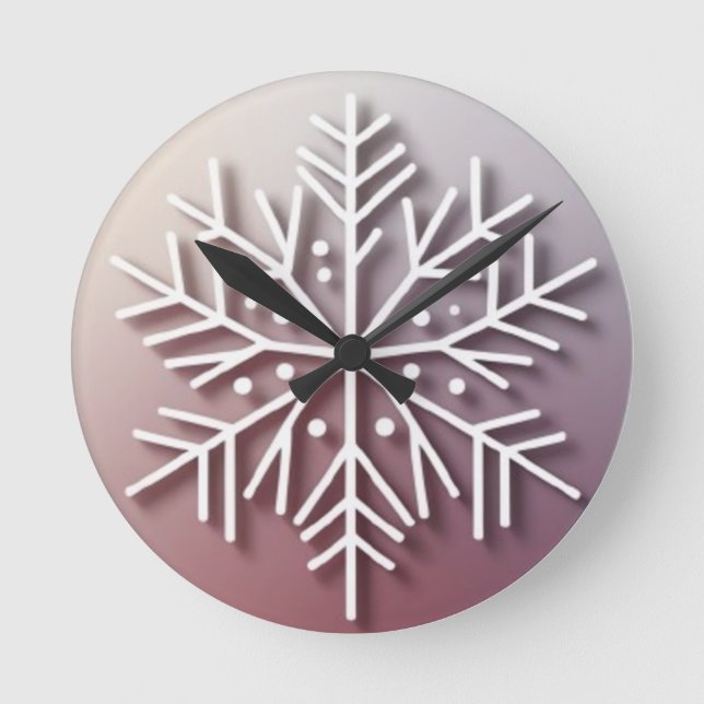 Relógio Redondo Snowflake Ornament Icon – Winter Holiday Design  (Frente)