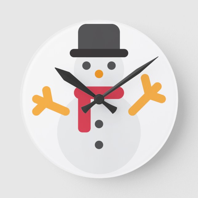 Relógio Redondo snowman emoji de natal (Frente)