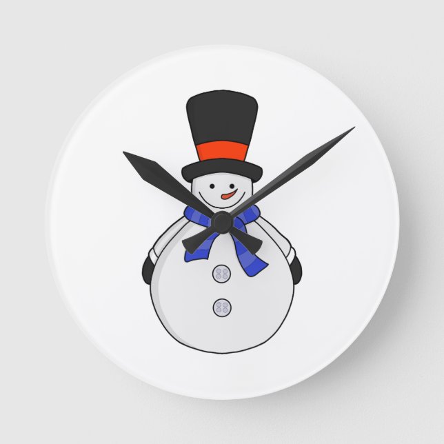 Relógio Redondo Snowman with top hat (Frente)