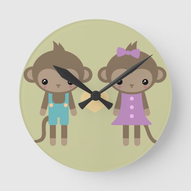 Relógio Redondo Sock Monkey Love (Frente)