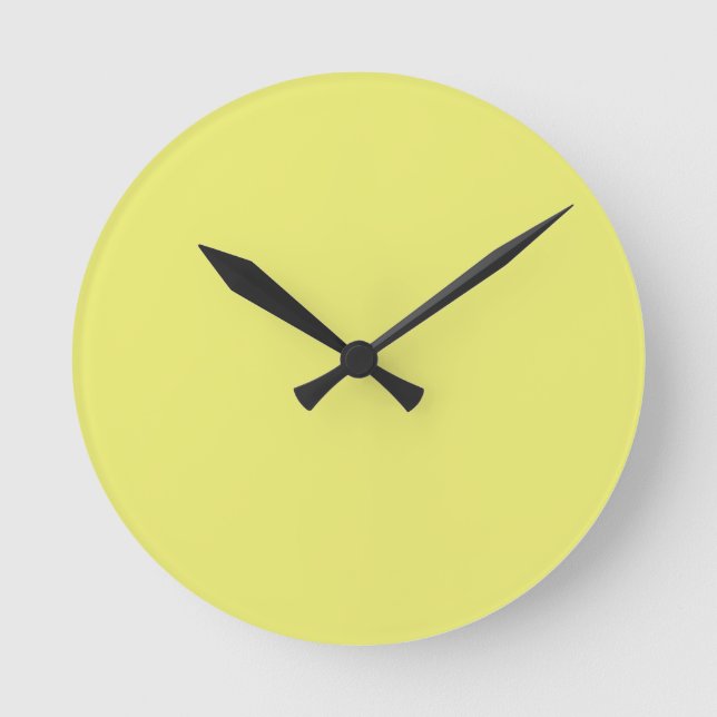 Relógio Redondo Solid Bright Lemon Yellow Wall Clock (Frente)