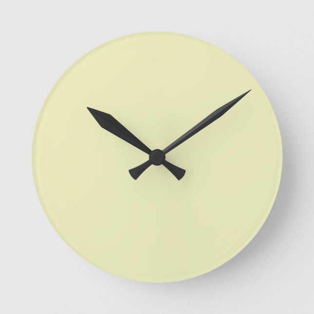 Relógio Redondo Solid Soft Pastel Yellow Wall Clock (Frente)