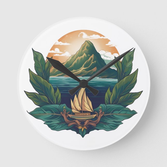 Relógio Redondo Sonhos da Ilha - A Coleção de Amigos de Caribe (Frente)