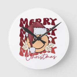 Relógio Redondo Sorria Rosto Feliz Natal