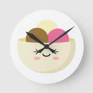 Relógio Redondo Sorvete Kawaii