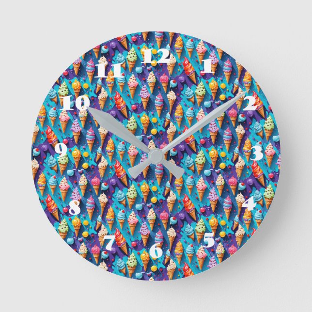 Relógio Redondo Sorvetes bombásticos e coloridos (Frente)