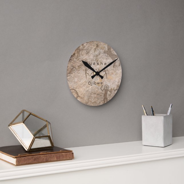 Relógio Redondo Southwest Petroglyhs Custom Tribe/Name (Escritório)