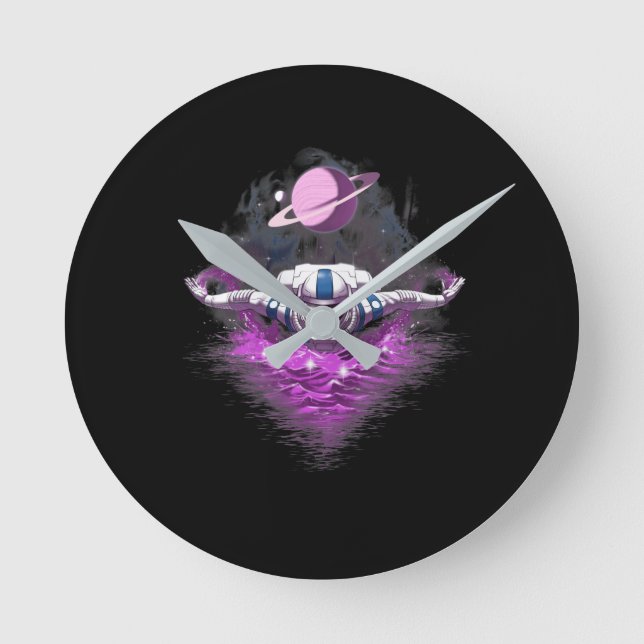 Relógio Redondo Space Astronaut Swimming (Frente)