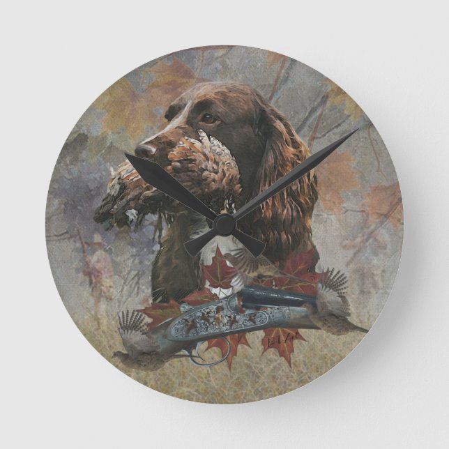 Relógio Redondo Sprocker Spaniel, Arte de cães-Arma (Frente)