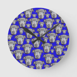 Relógio Redondo Staffordshire Bull Terrier Puppy Pattern,
