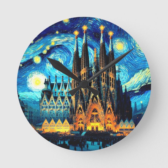 Relógio Redondo Starry Sagrada Familia Barcelona (Frente)