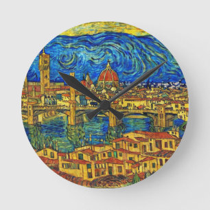 Relógio Redondo Starry Starry Night Florence Itália