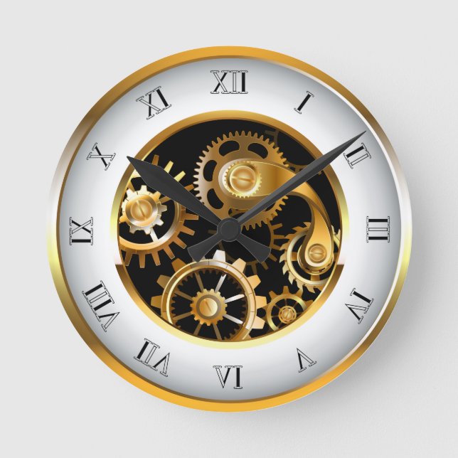 Relógio Redondo Steampunk Clock with Mechanical Dragonfly (Frente)