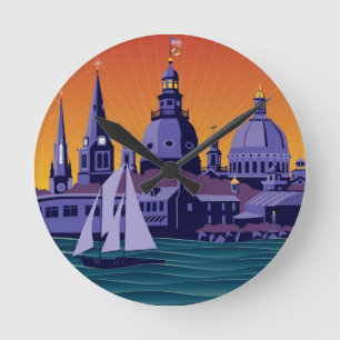 Relógio Redondo Steeples e cúpulas de Annapolis: Por do sol