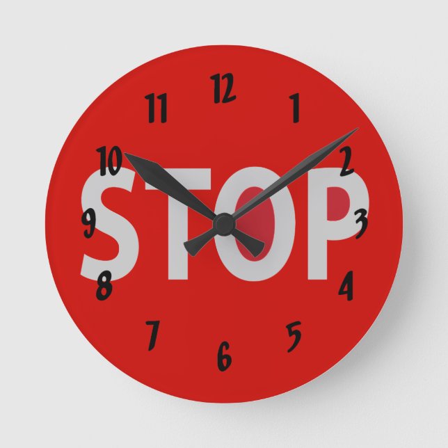 Relógio Redondo STOP Sign Design Wall Clock (Frente)