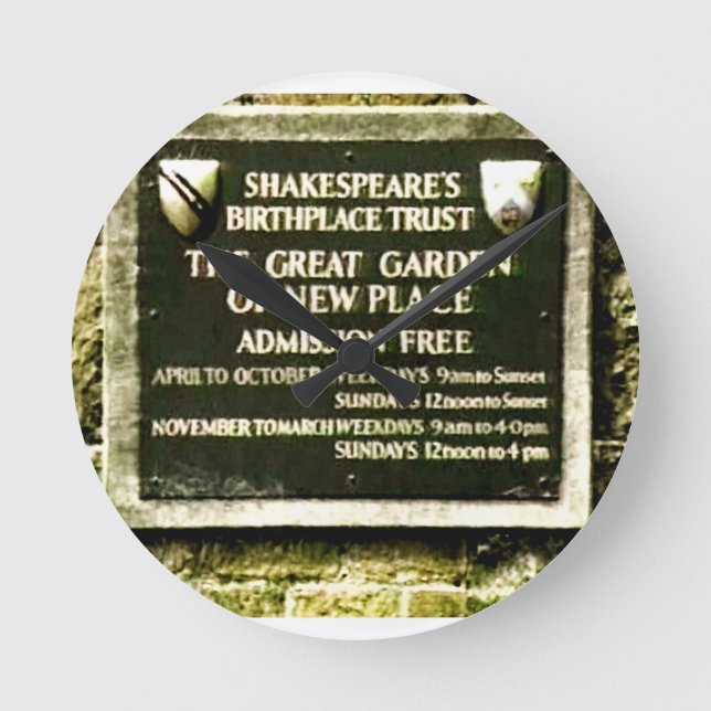 Relógio Redondo Stratford-on-Avon Shakespeare's Birth jGibney (Frente)