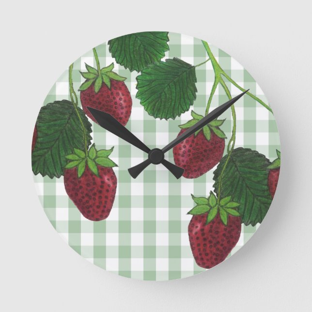 Relógio Redondo Strawberry Vine Acrywall Clock (Frente)