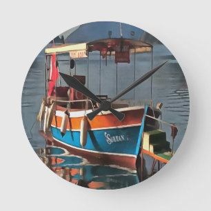 Relógio Redondo Sultan Taxi Boat Marmaris Arte Náutica
