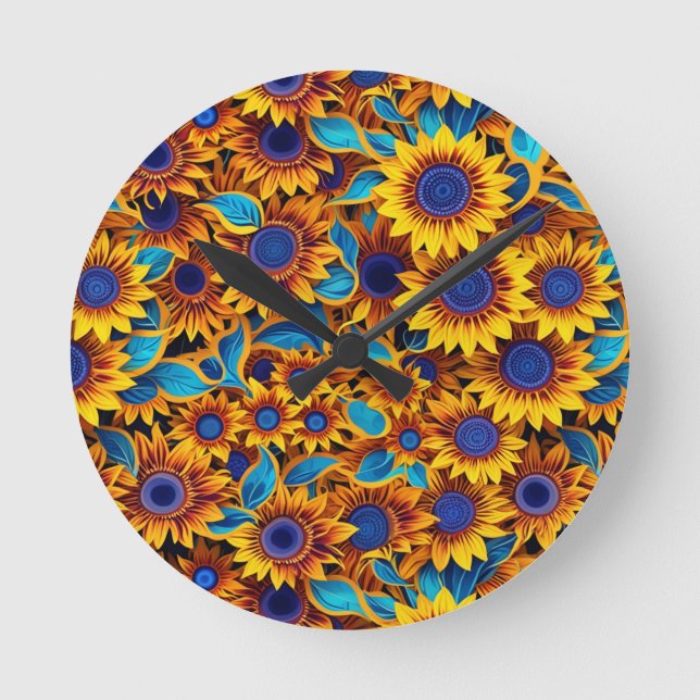 Relógio Redondo Sunflower Wall Clock (Frente)