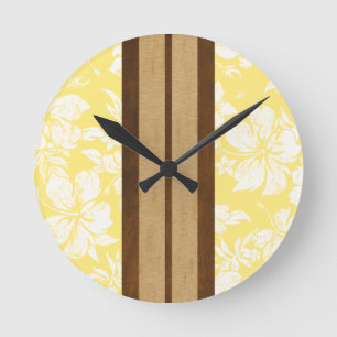 Relógio Redondo Sunset Beach Surfboard Hawaiai Wall Clocks