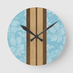Relógio Redondo Sunset Beach Surfboard Hawaiai Wall Clocks