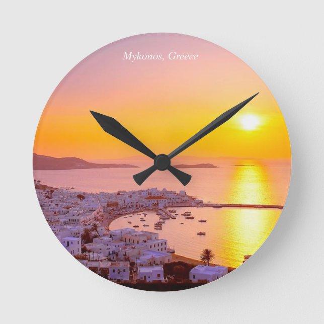 Relógio Redondo Sunset em Mykonos, Grécia (Frente)