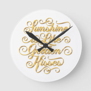 Relógio Redondo Sunshine é como o Ouro Kisses Wall Clock
