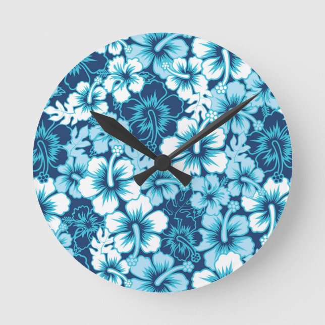 Relógio Redondo Surf Floral Hibiscus Pattern (Frente)
