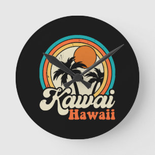 Relógio Redondo Surfar Kawaii Havaí