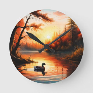 Relógio Redondo Surgimento do Sol no Lago