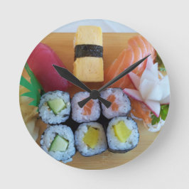 Relógio Redondo Sushi Ásia Peixe Arroz Comida