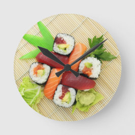 Relógio Redondo Sushi Japonês Delicioso Comida Asiática Gostoso