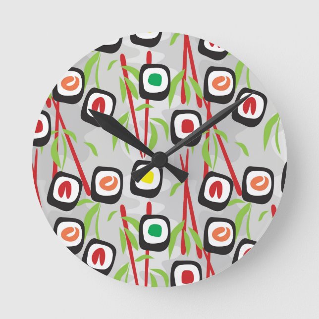 Relógio Redondo Sushi Pattern (Frente)