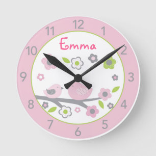 Relógio Redondo Sweet Baby Bird Personalized Nursery Wall Clock