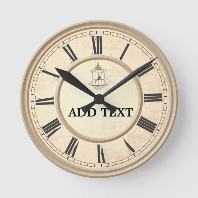 Relógio Redondo Sweet birds spring in your home round clock (Frente)