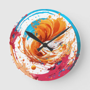 Relógio Redondo Swirl de abertura de cor - Abstrato Modern Wall Cl