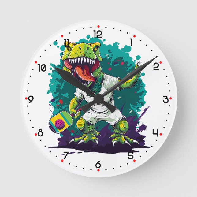 Relógio Redondo T-Rex de Pickleball  (Frente)
