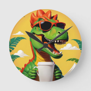 Relógio Redondo T-Rex Dinossaur Engraçado