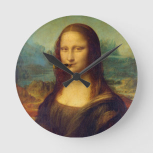 Relógio Redondo Tabageiro de Cigarro Mona Lisa Fumando Puffing