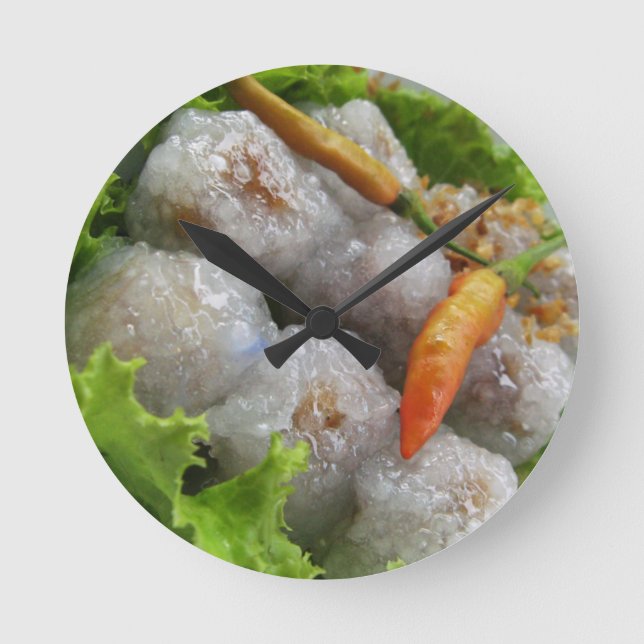 Relógio Redondo Tailandês Sago com Chili ... Comida da rua Tailând (Frente)