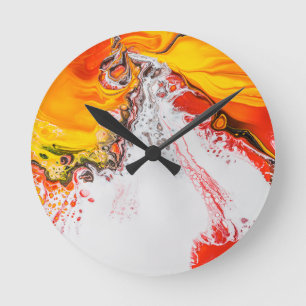 Relógio Redondo Tampa de Mouse em Gel Minimalista Abstrata Laranja