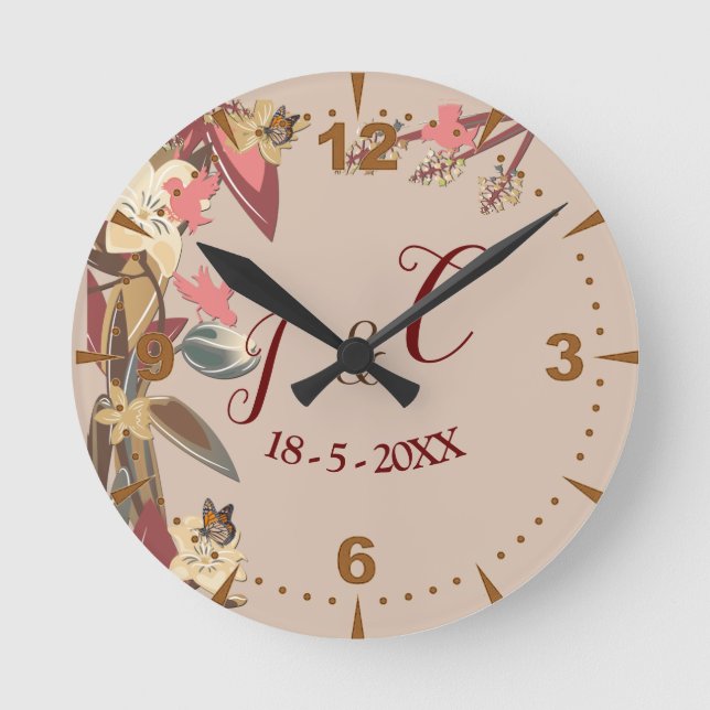 Relógio Redondo Tan - Marsala Wine & twist. of Hues of Pink Clock (Frente)