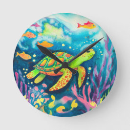 Relógio Redondo Tartaruga de pintura