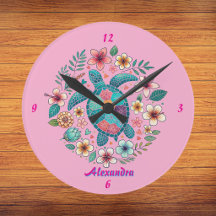 Tartaruga Marinha Floral Boho Escola Escritório No
