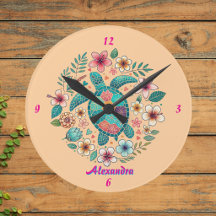 Tartaruga Marinha Floral Boho Escola Escritório No