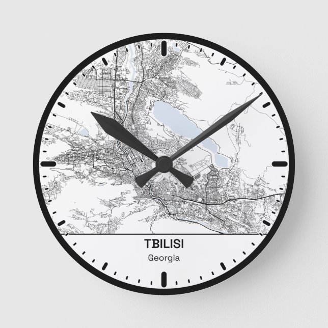 Relógio Redondo Tbilisi Clock City Line Art (Frente)