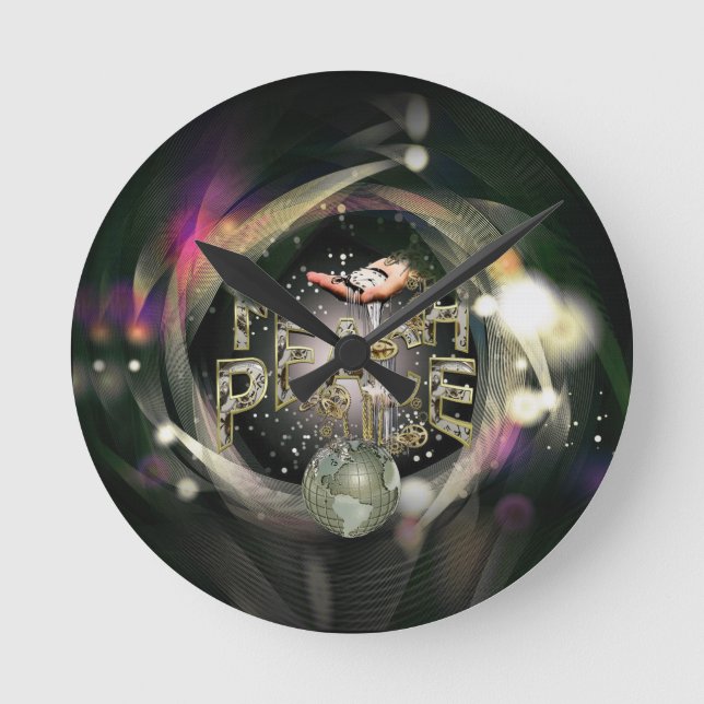 Relógio Redondo Teach Peace Around the World (Frente)