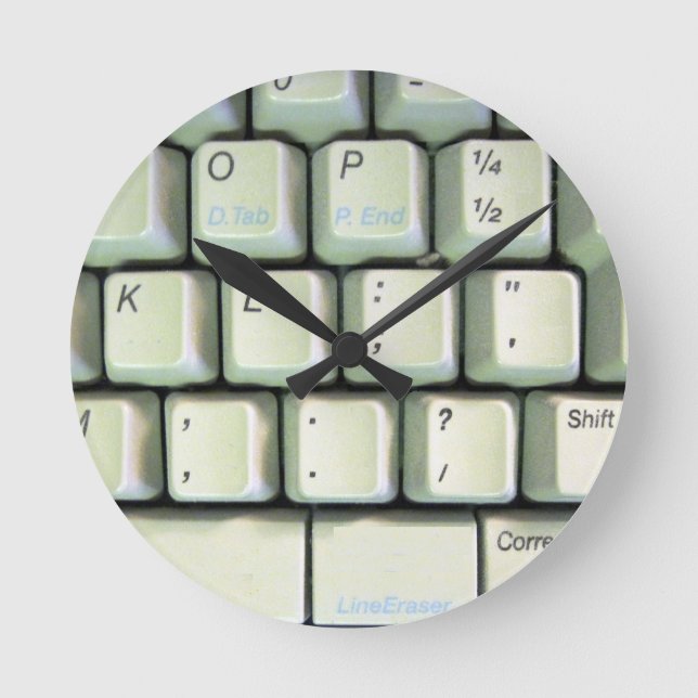 Relógio Redondo Teclado de Máquina (Frente)