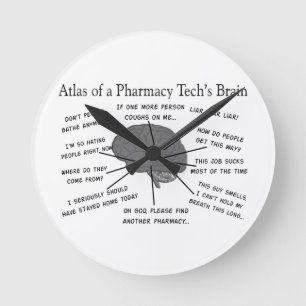 Relógio Redondo Tecnologia "atlas da farmácia do cérebro da